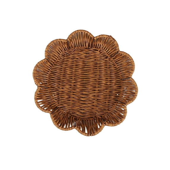 Bfogop Woven Bread Basket, Food Serving Plastic Wicker Fruit Baskets, Imitation Rattan Food Serving Trays for Vegetables, Kitchen, Restaurant, Outdoor