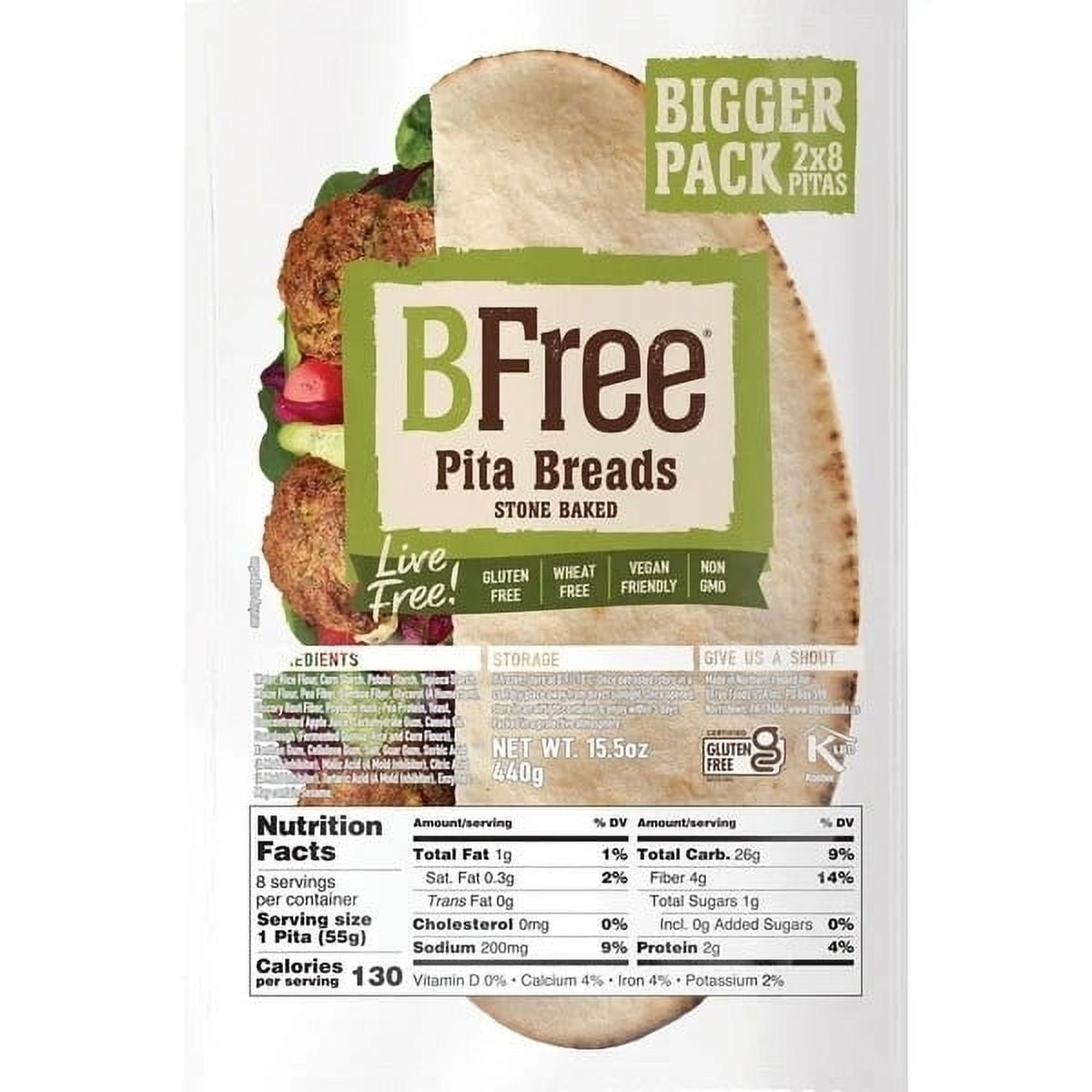 Bfree Stone Baked Gluten Free Pita Bread, 8 Count (Pack of 2) - Walmart.com