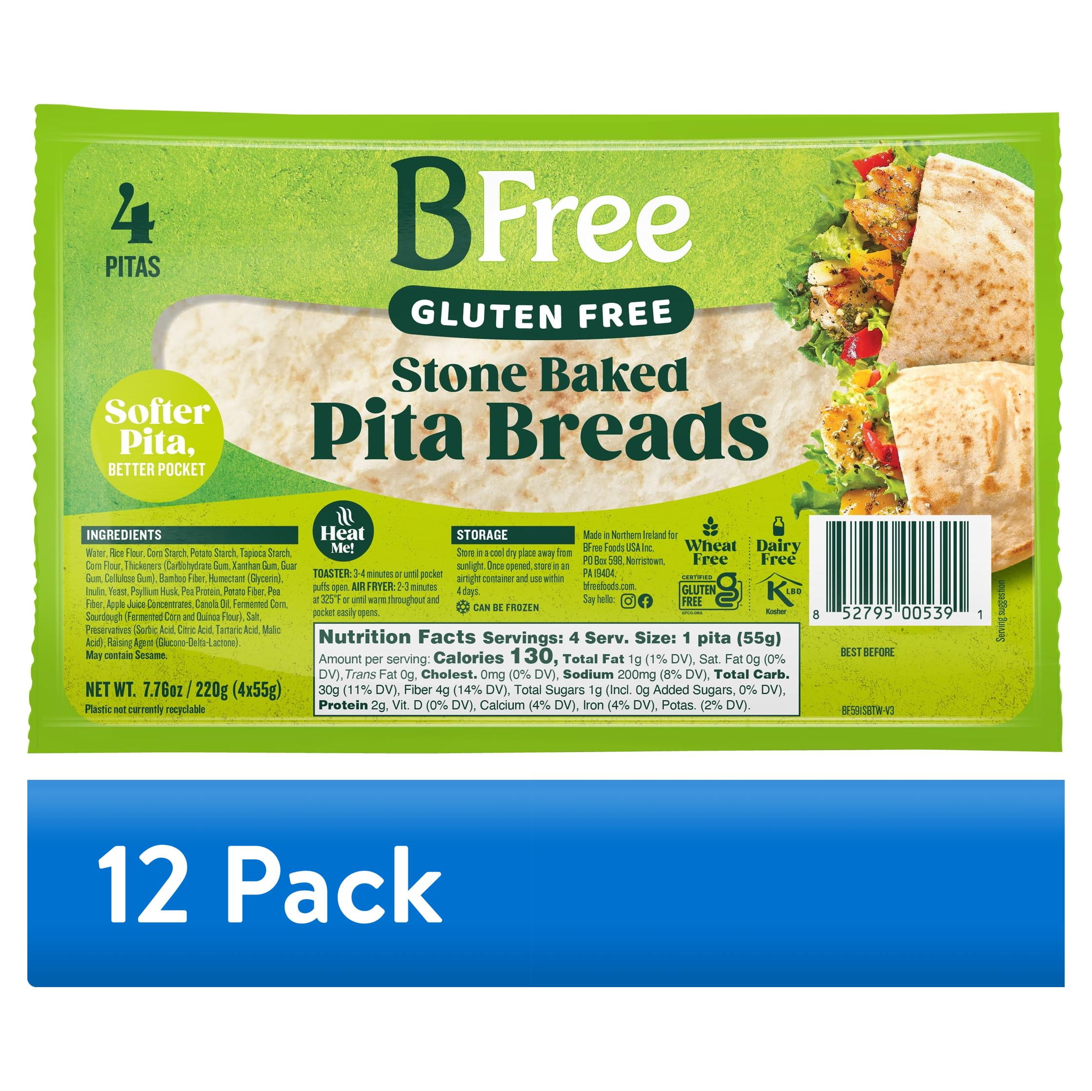 (12 pack) BFree Foods, Gluten Free, Stone Baked Pita Bread, 4 Count, 7.76oz