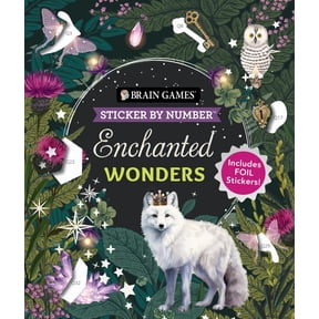 Brain Games - Sticker by Number: Enchanted Wonders (36 Images to Sticker):Includes Foil Stickers! (Paperback)