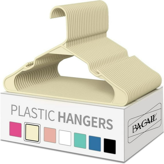 Bgageg Dry And Wet Plastic Hangers With Notches Anti Slip Plastic Hangers Ultra Thin And Space Saving Storage And Organization And Traceless Drying Hangers, 20Pcs Beige