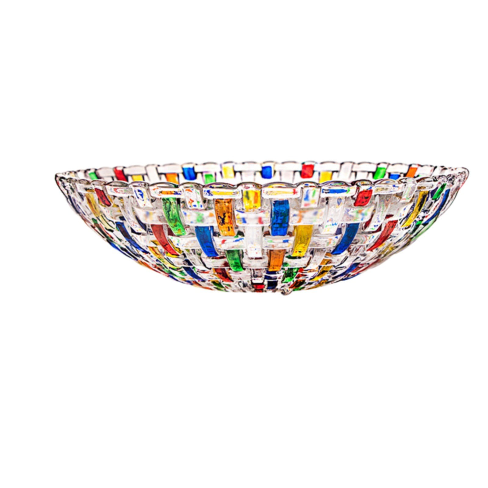 Colorful Hand-Painted Glass Fruit Salad Bowl