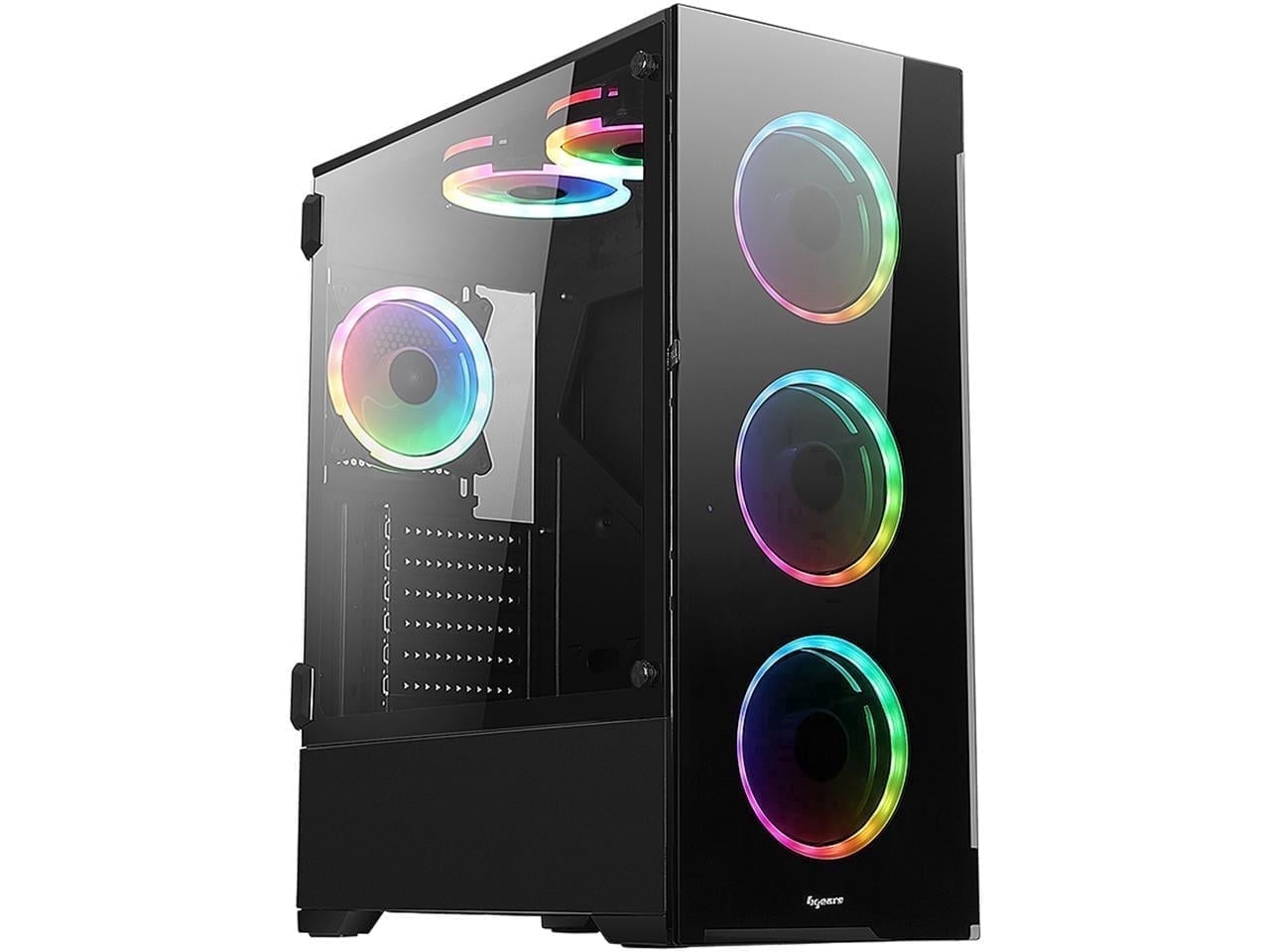 Bgears b-Voguish-RGB (6 RGB Fans Included) Tempered Glass ATX Mid Tower Computer Case with USB 3.0 and Fan controller and Remote controller.