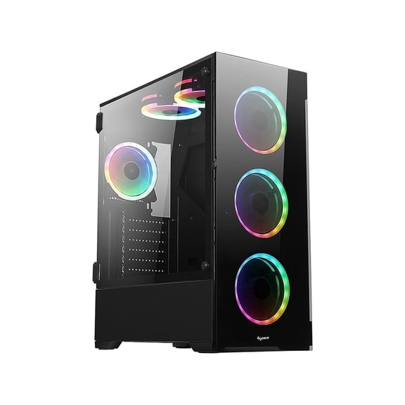 Bgears b-Voguish-RGB (6 RGB Fans Included) Tempered Glass ATX Mid Tower Computer Case with USB 3.0 and Fan controller and Remote controller.