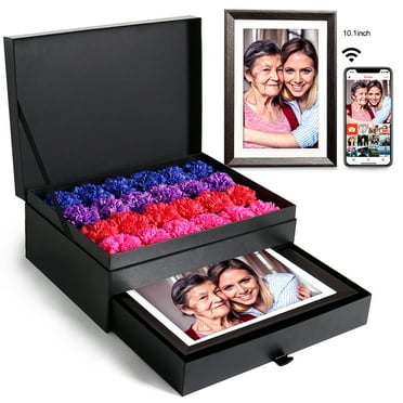 Bgift 10.1-inch Digital Photo Frame 32GB WiFi Picture Frame 1280 * 800 HD Touch Screen, Easy Setup, Carnation Gift.