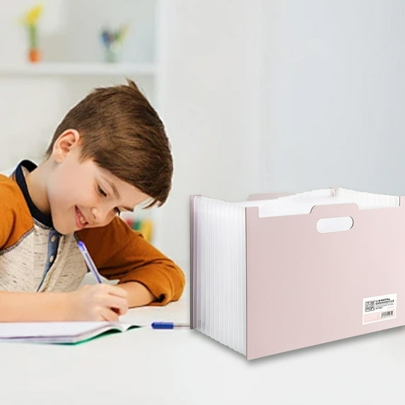 Bgliely Expandable File Organizer with 13 Pockets and Color Tags - Ideal for Managing Monthly Bills, Receipts, and More in Schools and Offices Pink