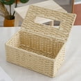 thumbnail image 1 of Bgliely Hand-Woven Rattan Tissue Box Cover - Beige Paper Rope Material, Rustic & Eco-Friendly Design, Perfect for Home Decor in Bathroom, Living Room, Bedside Table Beige, 1 of 6