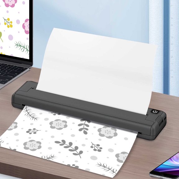 Bgliely Portable Wireless Thermal Printer with High-Definition for A4 Paper – Ideal for Home and Office Use – Inkless and Eco-Friendly – Includes 10 Sheets of Paper and Manual Black