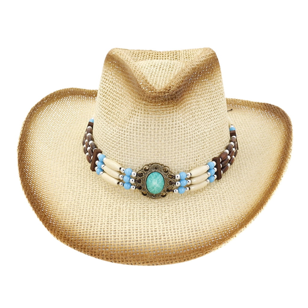 Bgmen & Women'S Woven Straw Cowboy Hat Classic Cattleman Cowgirl