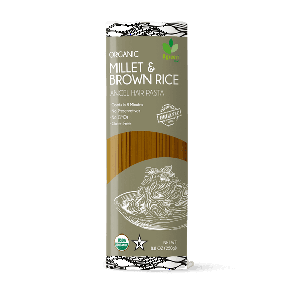Bgreen Food- Organic Millet & Brown Rice Angel Hair Pasta, 8.8oz(6 Packs)