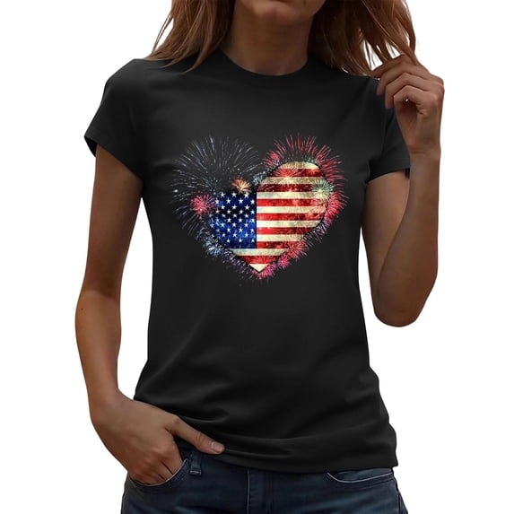 Bgstyu 250 Anniversary USA Shirt Women American Flag Graphic Independence Day Shirts 4th of July Patriotic Short Sleeve Stripe Tops