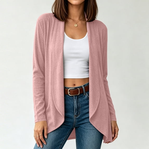 Bgstyu Lightweight Cardigan for Women Long Sleeves Open Front Knit Cardigan Cute Flowy Hem Cardigans