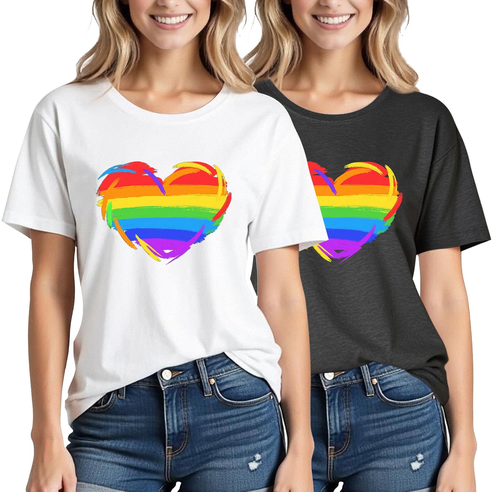Bgstyu Pride Shirts for Women Rainbow Graphic Tees LGBTQ Support Pride ...