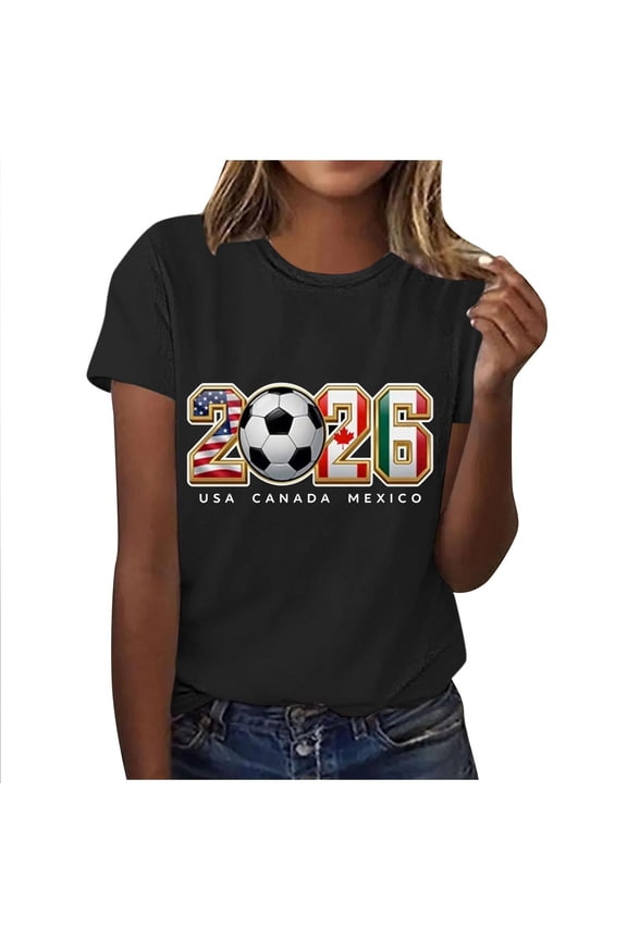 Soccer Cup 2026 Shirt for Women Casual Football Match Season Game Day T-Shirt Funny Soccer Graphic Short Sleeve Tee Top