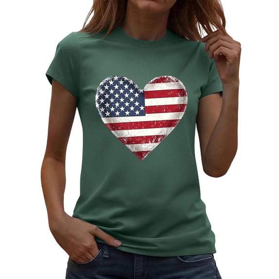 Bgstyu Women's 4th of July Shirt Patriotic Graphic Tees Independence Day Tops Summer Casual Soft 250 Anniversary USA Shirt S-2XL