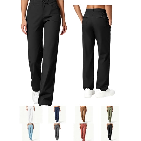 Bgstyu Women's High Waisted Cargo Pants Baggy Streetwear Stretchy Pants with 4 Pockets, Business Work Pants, Breathable Comfortable Dressy Trousers