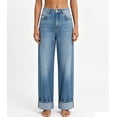 thumbnail image 1 of Bgstyu Womens Jeans Wide Leg High Waisted Stretchy Straight Leg Baggy Trouser Jeans Trendy Ankle Cuffed Leg Denim Pants with Pocket, 1 of 6