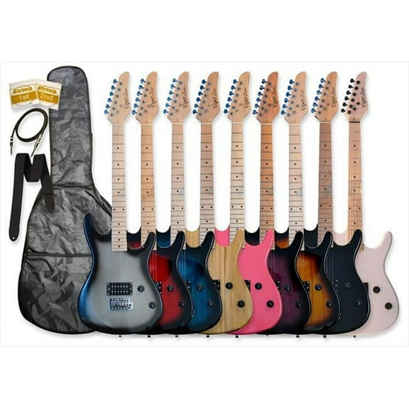Bguitars GE93-BK 39 in. Electric Guitar Beauty with Carrying Bag and Accessories in Black
