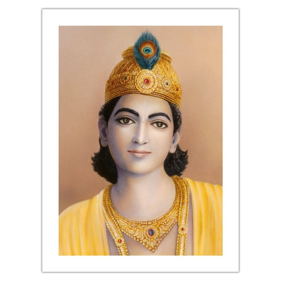 Bhagavan Krishna - India Hindu Deity - Vintage Religious Art - Bamboo Fine Art 290gsm Paper (Unframed) 12x16in