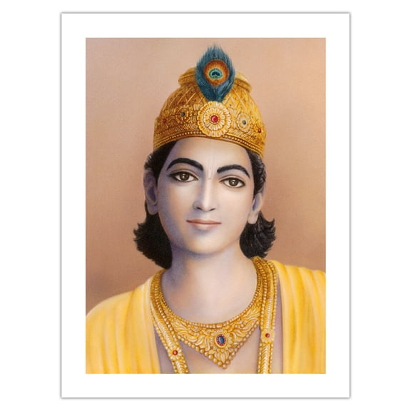Bhagavan Krishna - India Hindu Deity - Vintage Religious Art - Bamboo Fine Art 290gsm Paper (Unframed) 12x16in