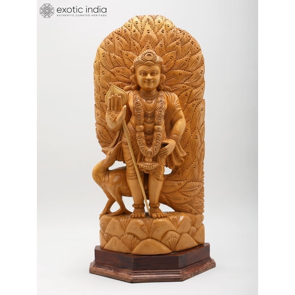Bhagawan Karttikeya White Cedar Wood Idol from Trivandrum (Kerala)