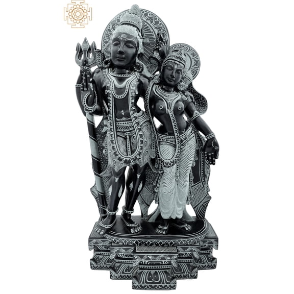 Bhagawan Shiva and Devi Parvati - Handmade Stone Statue of Divine Couple