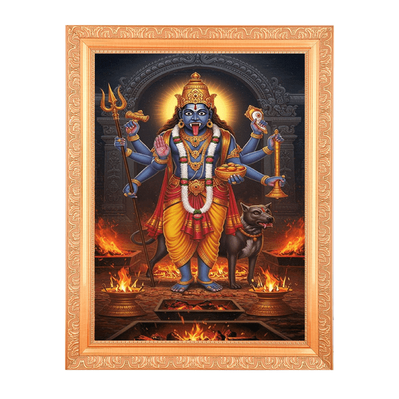 Bhairava Alluring Art Digital Print Photo In Wallhanging Artwork Frame {11 x 14 Inches} OR {27.94 X 35.56 Cm's} Religious Gifting
