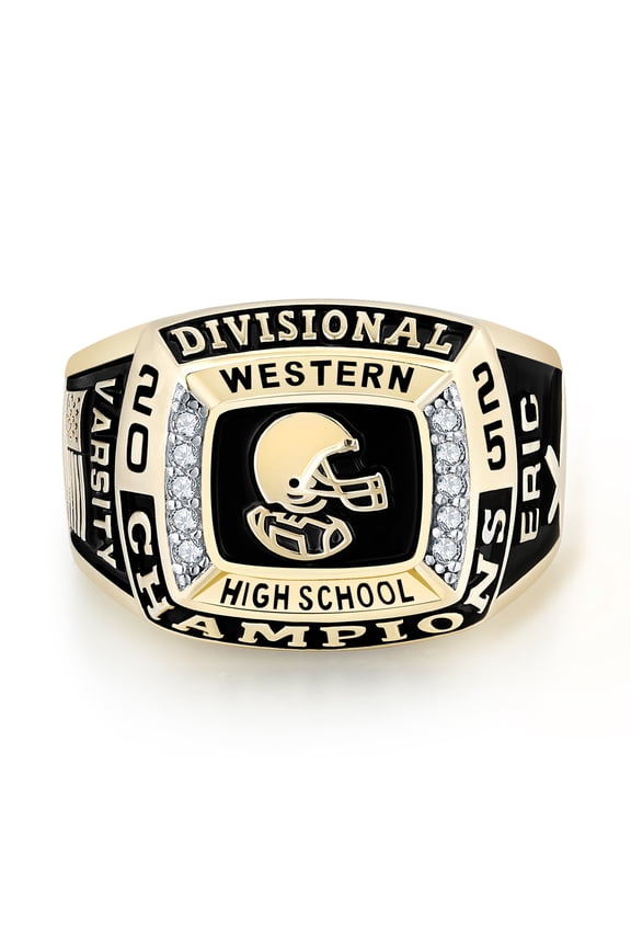 CLASS RING Custom 10kt Yellow Gold plated Championship Men's Class Rings for High School and College