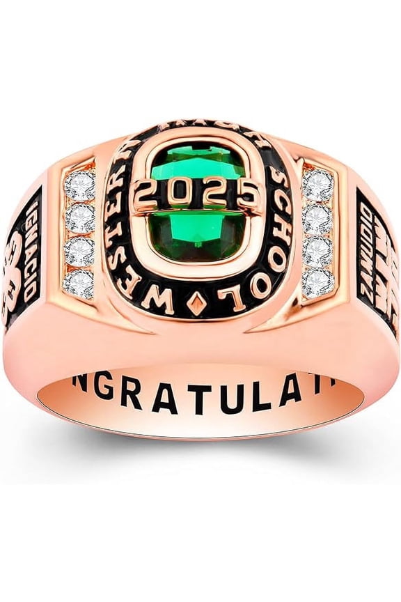 CLASS RING Custom Class Ring Cubic Zirconia Birthstone High School Graduation Ring for Men Personalized School Ring