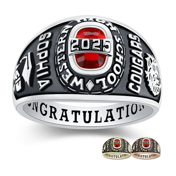 Bhavani Gems CLASS RING Custom Royal Class Rings for Women High School and College Graduation CZ Birthstone
