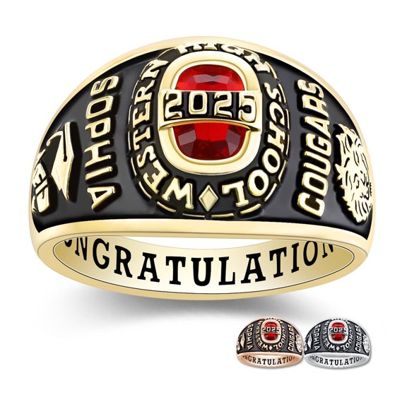 Bhavani Gems CLASS RING Custom Royal Class Rings for Women High School and College Graduation CZ Birthstone
