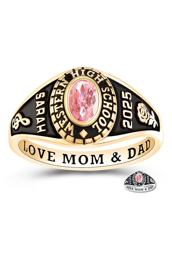 CLASS RING Customized Classic 10kt Yellow Gold plated Class Rings for Women High School College