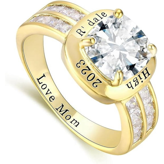 Bhavani Gems CLASS RING Fully Personalized Customized Class Ring Women's High School and College Classic Collection