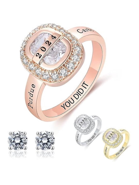 CLASS RING Fully Personalized Customized Class Ring Women's High School and College Classic Collection