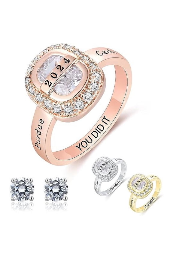 CLASS RING Fully Personalized Customized Class Ring Women's High School and College Classic Collection