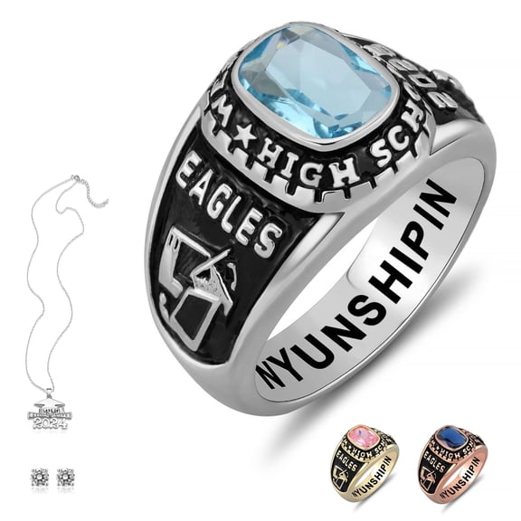 Bhavani Gems CLASS RING Fully Personalized Customized Class Ring Women's High School and College Classic Collection