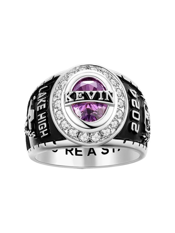 CLASS RING Men's CZ Oval Stone Personalized Top Class Ring, Personalized, High School or College Graduation Gift