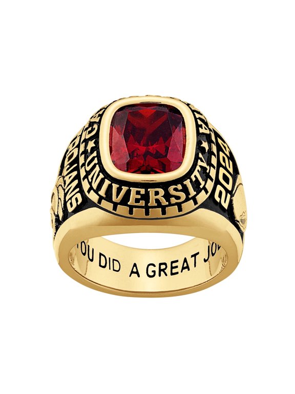 CLASS RING Men's Large Classic Stone Class Ring , Personalized, High School or College Gradution Ring