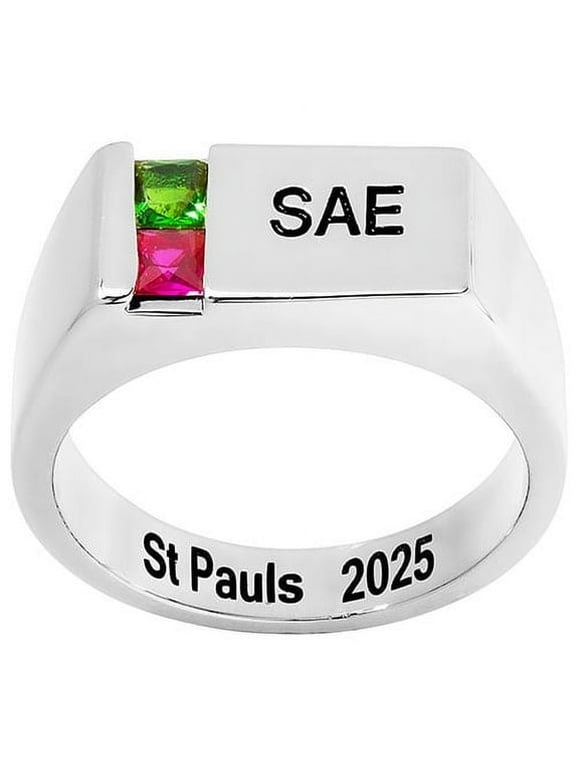 CLASS RING Personalized Men's Engraved Square Stone Signet Class Ring, Personalized, High School or College Graduation