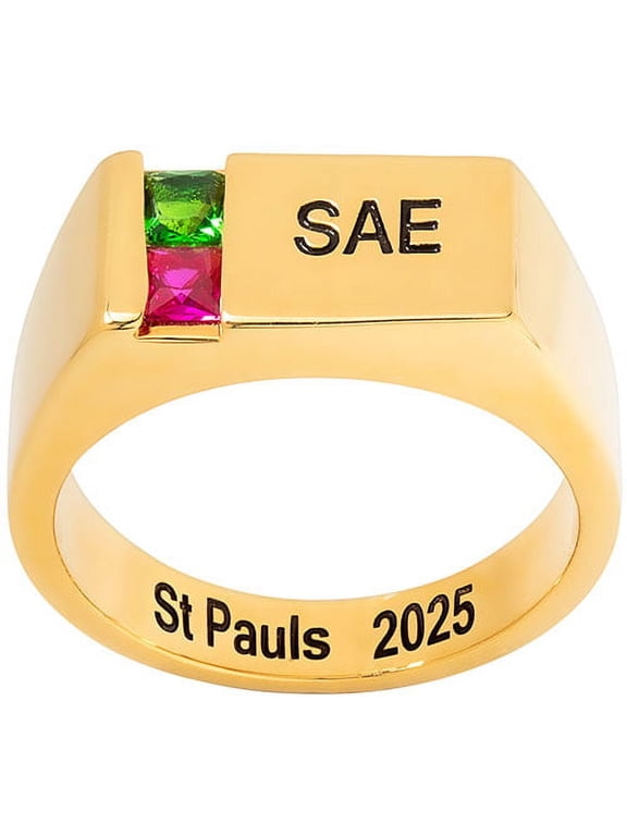 CLASS RING Personalized Men's Engraved Square Stone Signet Class Ring, Personalized, High School or College Graduation