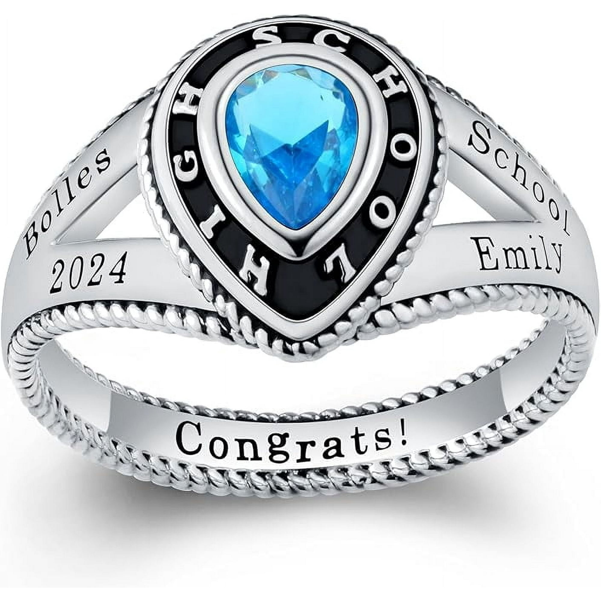 Girls Normal Class Rings Bhavani Gems Custom Class Rings Fully Personalized Class Rings for ...