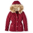 thumbnail image 1 of Bhip Girls Quilted Fleece Jacket with Hood and Removable Faux Fur Trim, Sizes 4-12, 1 of 3