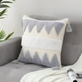 thumbnail image 1 of Bho Decorative Pillow Cover Geometric Pattern Woven Tufted Soft Chenille Tassel Pillowcase 18x18 Inches, 1 of 9