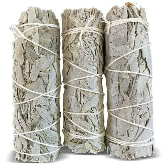 Bholi Sage Plus White Sage Sticks Pack of 3, Sage Smudge Kit 4'' Long Dried Sage Sticks for Meditation, Smudging and Cleansing, Getting Rid of Negative Energy