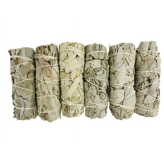 Bholi Sage Plus White Sage Sticks Pack of 6, Sage Smudge Kit 4'' Long Dried Sage Sticks for Meditation, Smudging and Cleansing, Getting Rid Negative Energy, Sustainably Grown California Sage