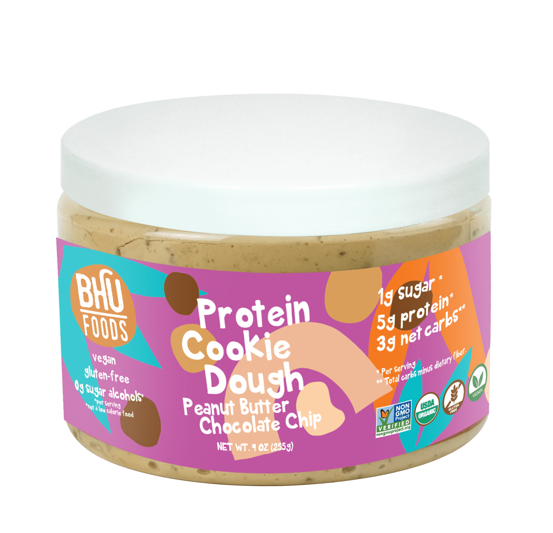Bhu Foods Protein Cookie Dough Jar Peanut Butter Chocolate Chip