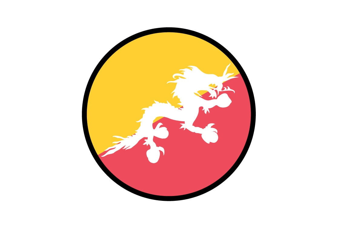 Bhutan Flag Circle Sticker Decal 4 inches - 4 inch - Walmart.com