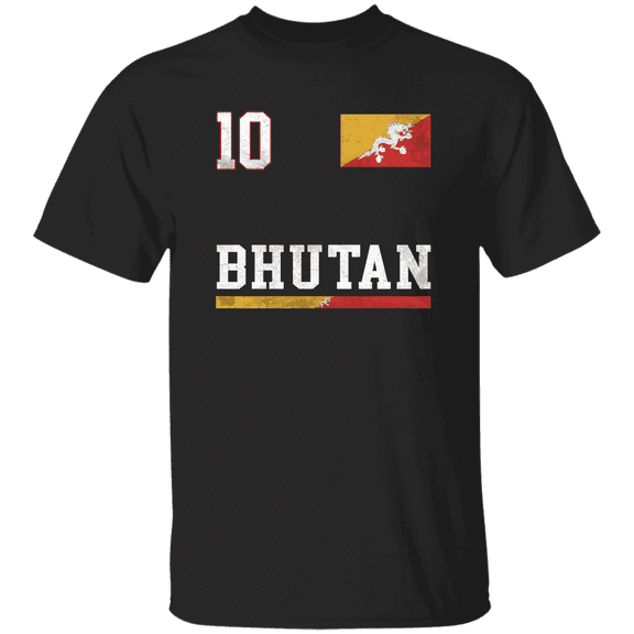 Bhutan Flag Emblem Bhutanese Pride Proud Men Women Soccer Fan T-Shirt
