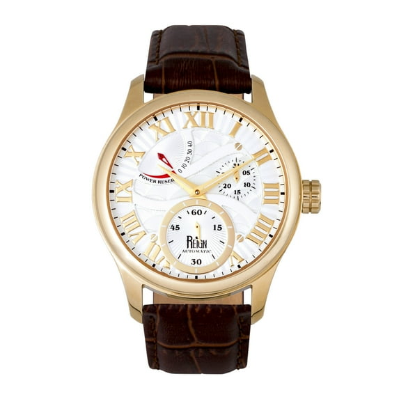 Bhutan Genuine Leather Mens Watch,White Dial,Gold Case,Brown