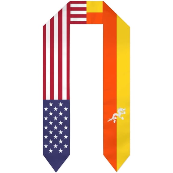 Bhutan Mix USA United States Flag Graduation Stole For International Student Stole Pride Cheers Shawls